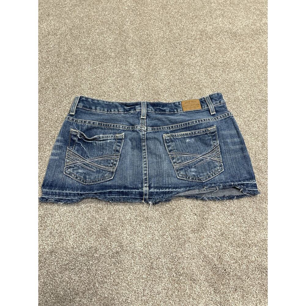 Aeropostale Low Rise Micro Mini Denim Skirt 7/8 Y2K 2000s Raw Hem Indie sleaze - Picture 4 of 13